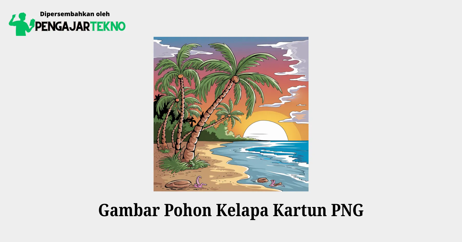 gambar pohon kelapa kartun png