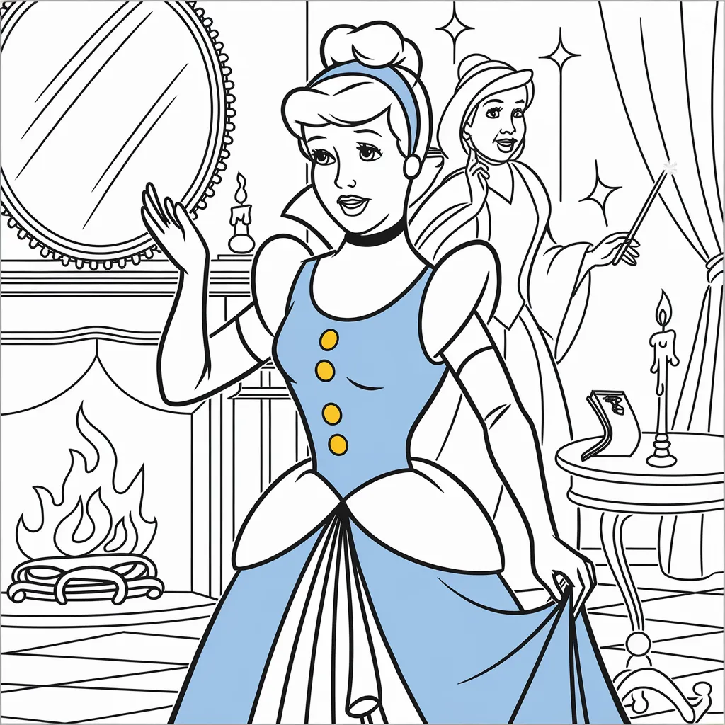 gambar cinderella untuk mewarnai 8