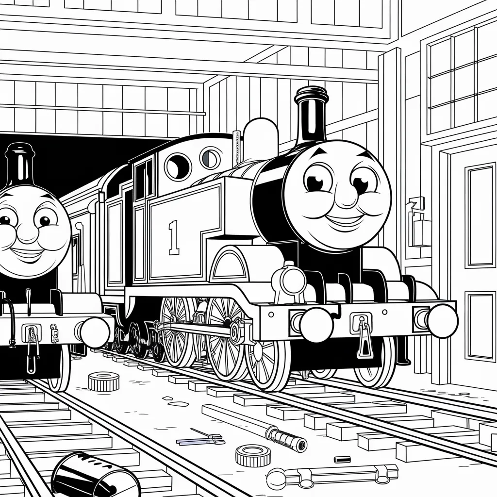 Gambar Kartun Thomas Hitam Putih Petualangan Lokomotif Biru dalam Nuansa Monokrom 30 gambar kartun thomas hitam putih 29