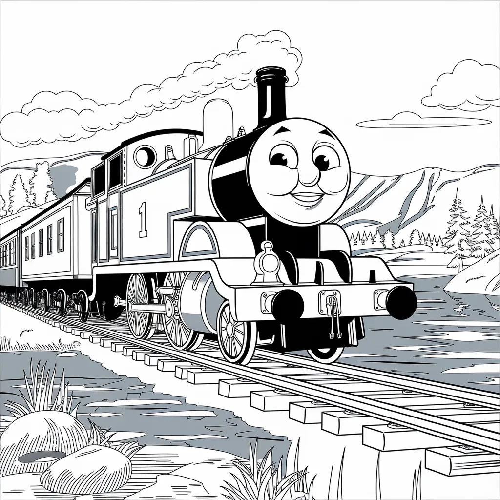 Gambar Kartun Thomas Hitam Putih Petualangan Lokomotif Biru dalam Nuansa Monokrom 10 gambar kartun thomas hitam putih 9