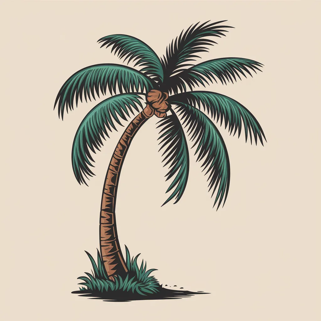 gambar pohon kelapa kartun png