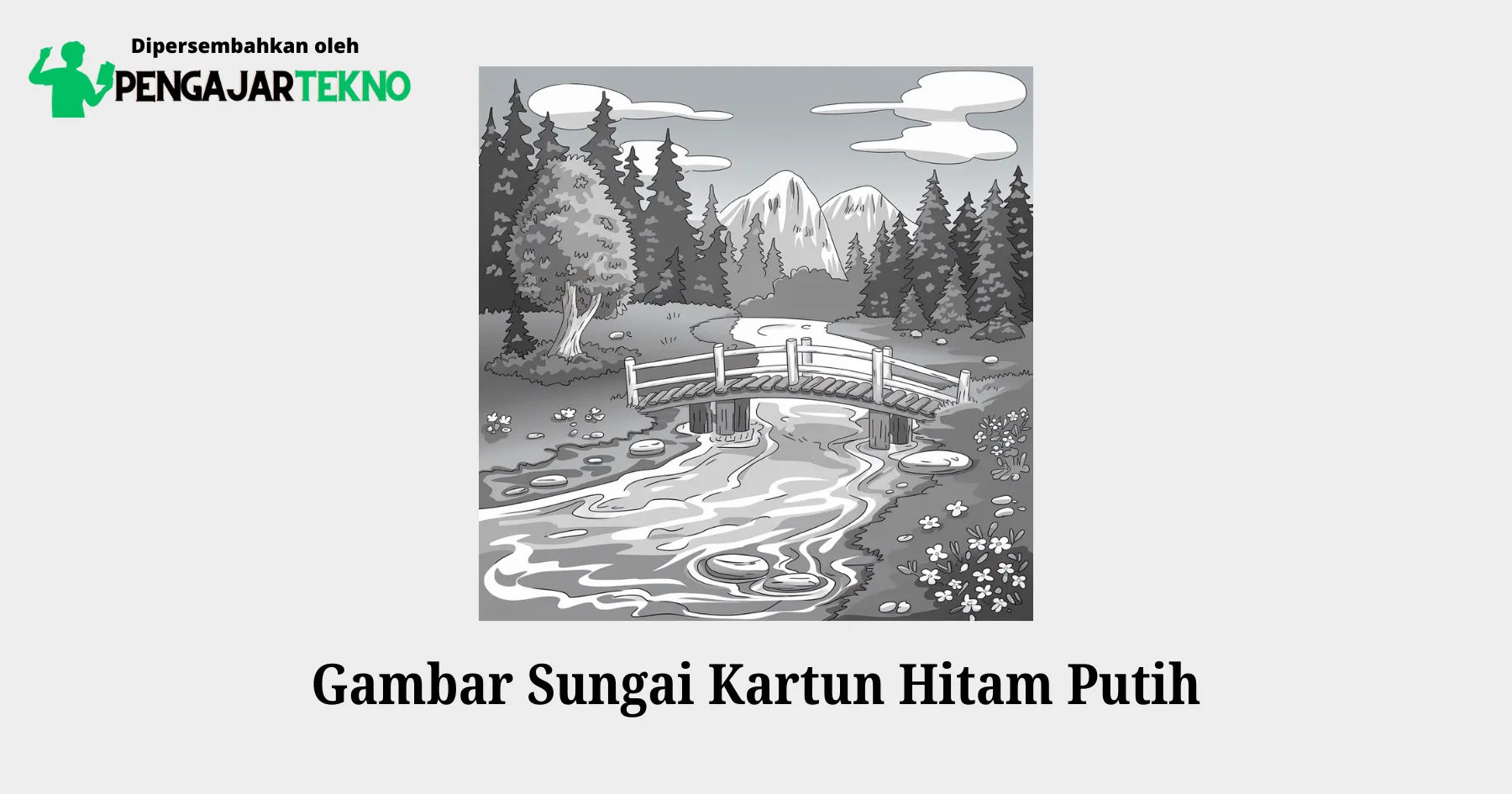 gambar sungai kartun hitam putih