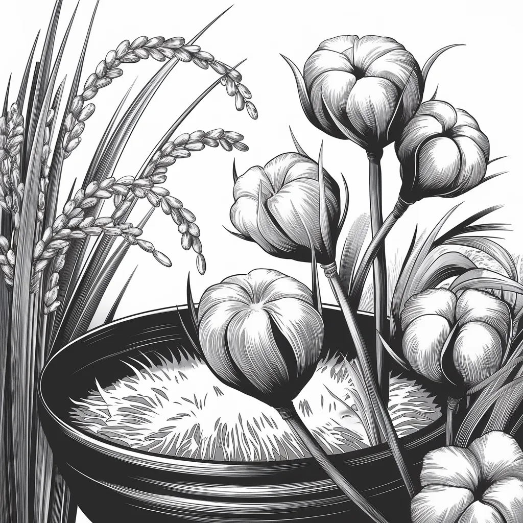 Gambar Padi dan Kapas Hitam Putih 30 gambar padi dan kapas hitam putih