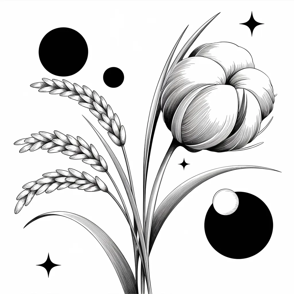 Gambar Padi dan Kapas Hitam Putih 23 gambar padi dan kapas hitam putih